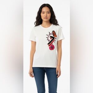 Maje White Tee with Bold Graphic